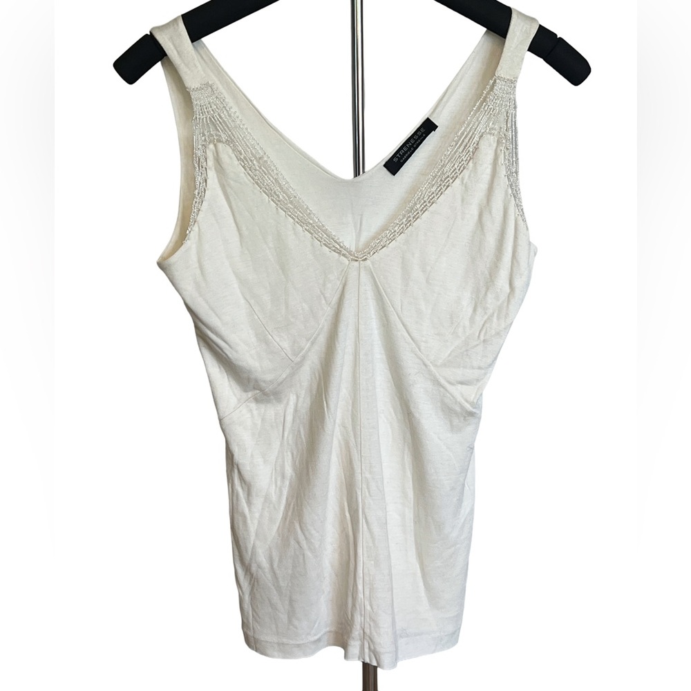 STRENESSE White Tank with beaded accents Size 4